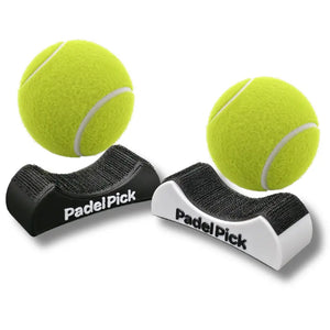 Black and white Padel Pick ball pickers with two padel balls