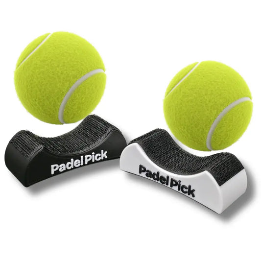 Black and white Padel Pick ball pickers with two padel balls