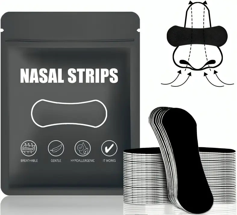 Padel Pick nasal strips pack with a stack of black breathable strips